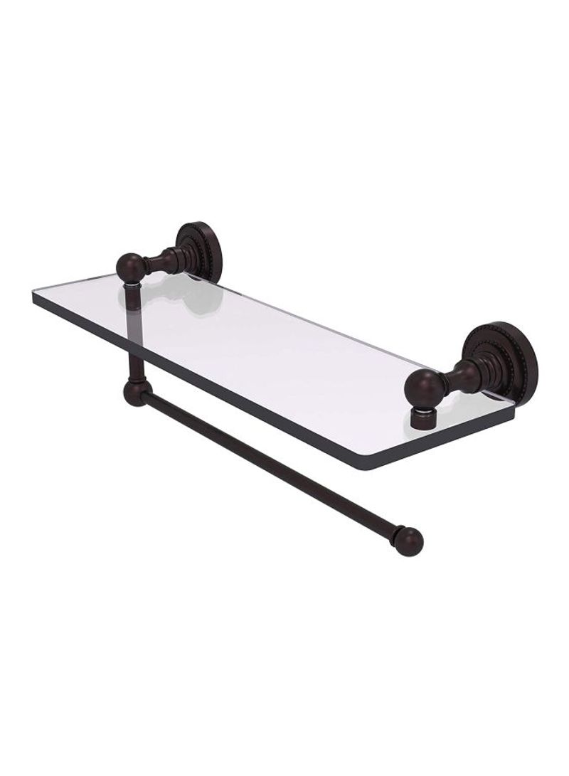 Dottingham Collection Paper Towel Holder With Glass Shelf Black/Clear 16inch