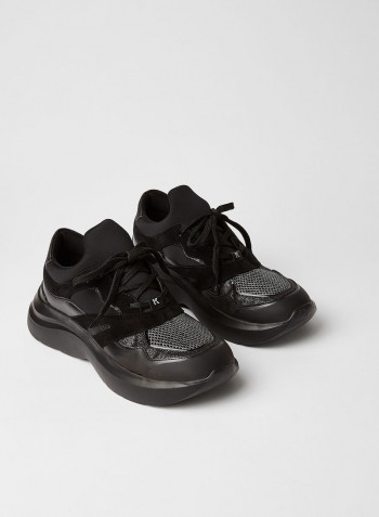 3D Karl Detailed Low Top Sneaker أسود