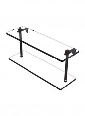 Two Tiered Glass Shelf Clear/Black 16inch