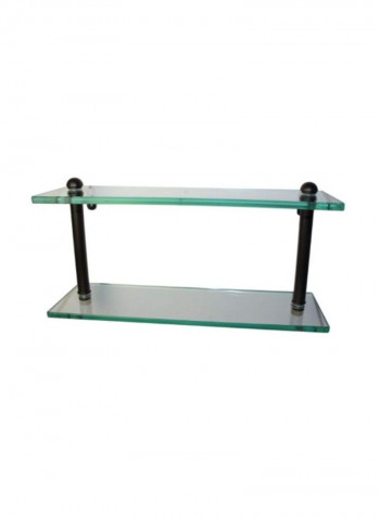 Two Tiered Glass Shelf Clear/Black 16inch