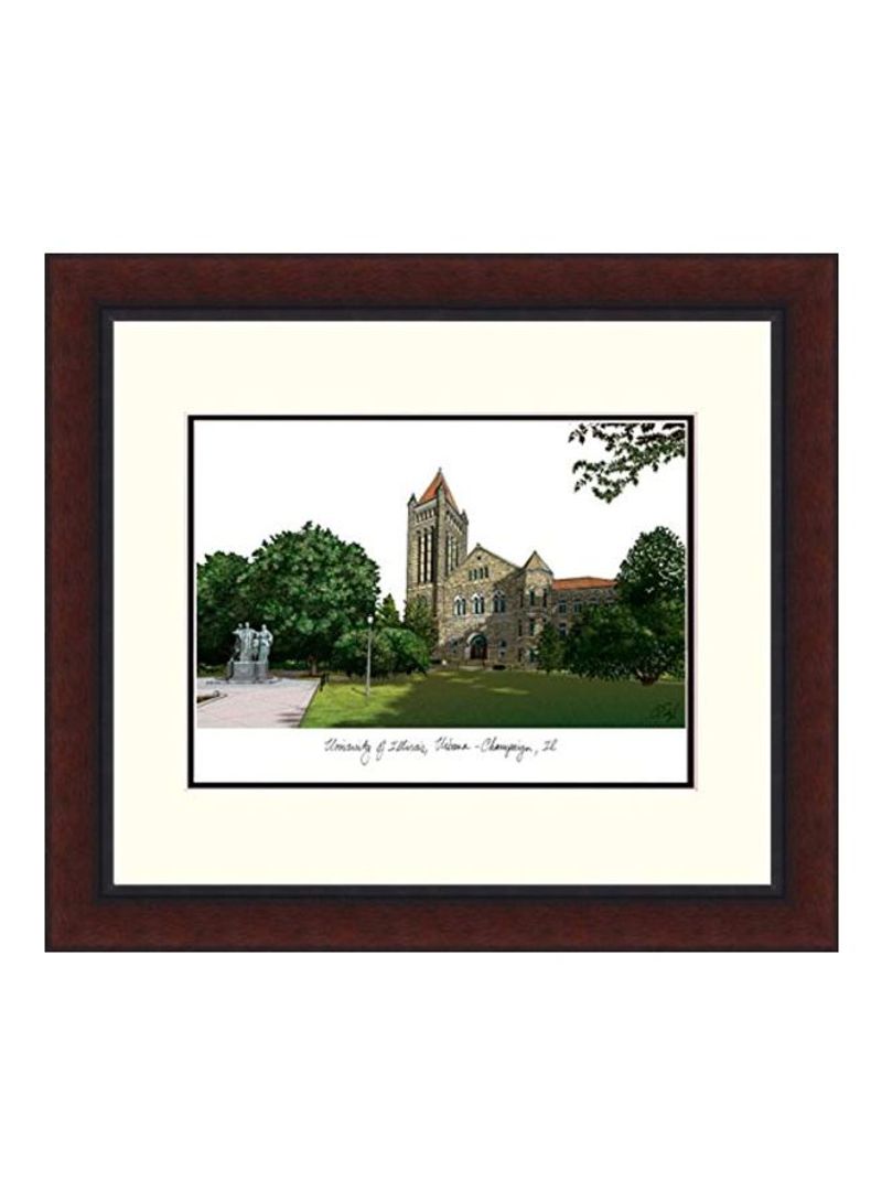 University Of Illinois Alumnus Lithographic Photo With Frame Brown/Black 18x16inch