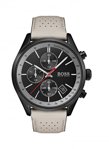 Men's Grand Prix Leather Strap Chronograph Quartz Wrist Watch 1513562