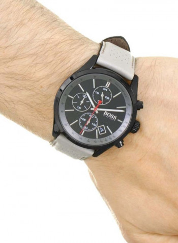 Men's Grand Prix Leather Strap Chronograph Quartz Wrist Watch 1513562