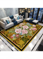 Modern Luxury Peony Flower Print Floor Mat Multicolour 140x200cm