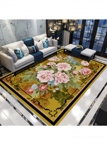 Modern Luxury Peony Flower Print Floor Mat Multicolour 140x200cm