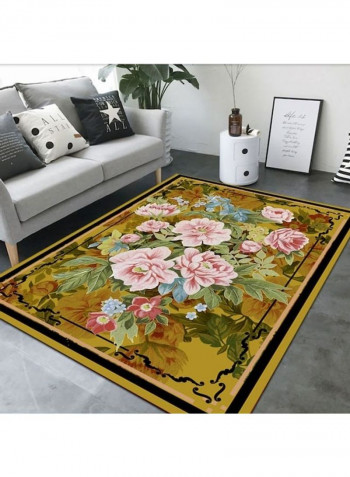 Modern Luxury Peony Flower Print Floor Mat Multicolour 140x200cm