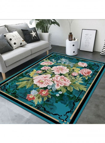 Printed Living Room Floor Rug Blue/Pink/Green 50x80cm