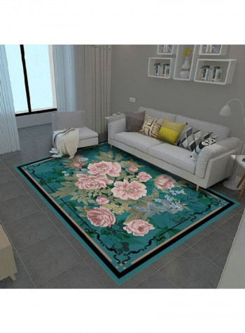 Printed Living Room Floor Rug Blue/Pink/Green 50x80cm