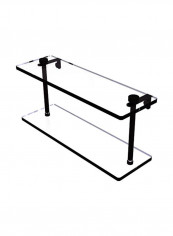 2-Tier Glass Shelf Clear/Black 16inch