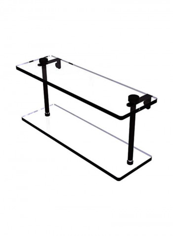 2-Tier Glass Shelf Clear/Black 16inch