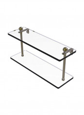 Two Tiered Glass Shelf Clear/Silver 16inch