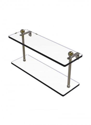 Two Tiered Glass Shelf Clear/Silver 16inch
