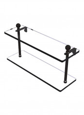 Mambo Collection 2-Tier Glass Shelf Clear/Black 16x5x8inch