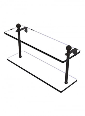 Mambo Collection 2-Tier Glass Shelf Clear/Black 16x5x8inch