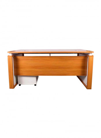 Zelda M191-16 Modern Workstation Desk With 3-Drawer Cabinet Light Walnut/White