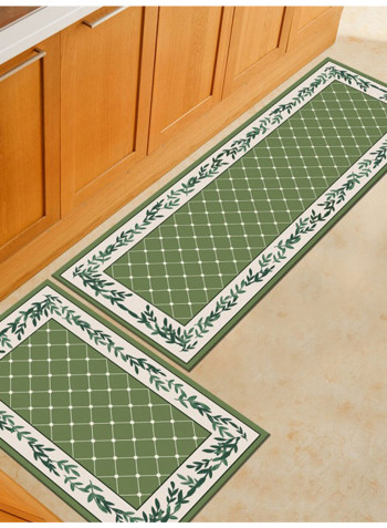 Fresh Leaves Pattern Rectangle Floor Mat Green 160(W)x230(L)centimeter