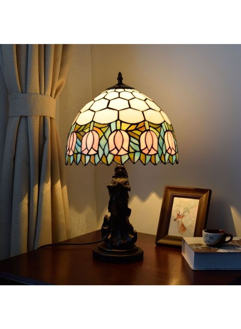 Tulip Stained Glass Lighting Retro Table Lamp UK Plug Multicolour