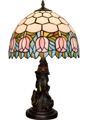 Tulip Stained Glass Lighting Retro Table Lamp UK Plug Multicolour