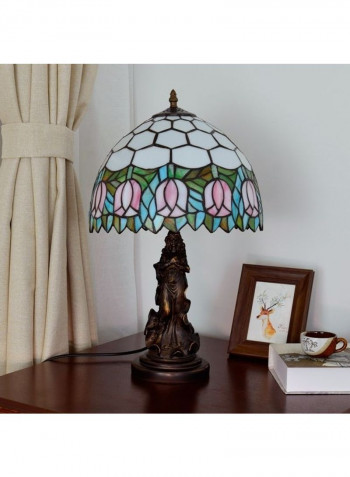 Tulip Stained Glass Lighting Retro Table Lamp UK Plug Multicolour