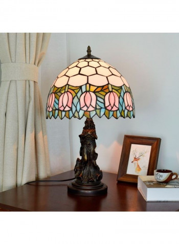 Tulip Stained Glass Lighting Retro Table Lamp UK Plug Multicolour