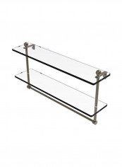 2-Tier Integrated Towel Bar Glass Shelf Clear/Silver 22inch