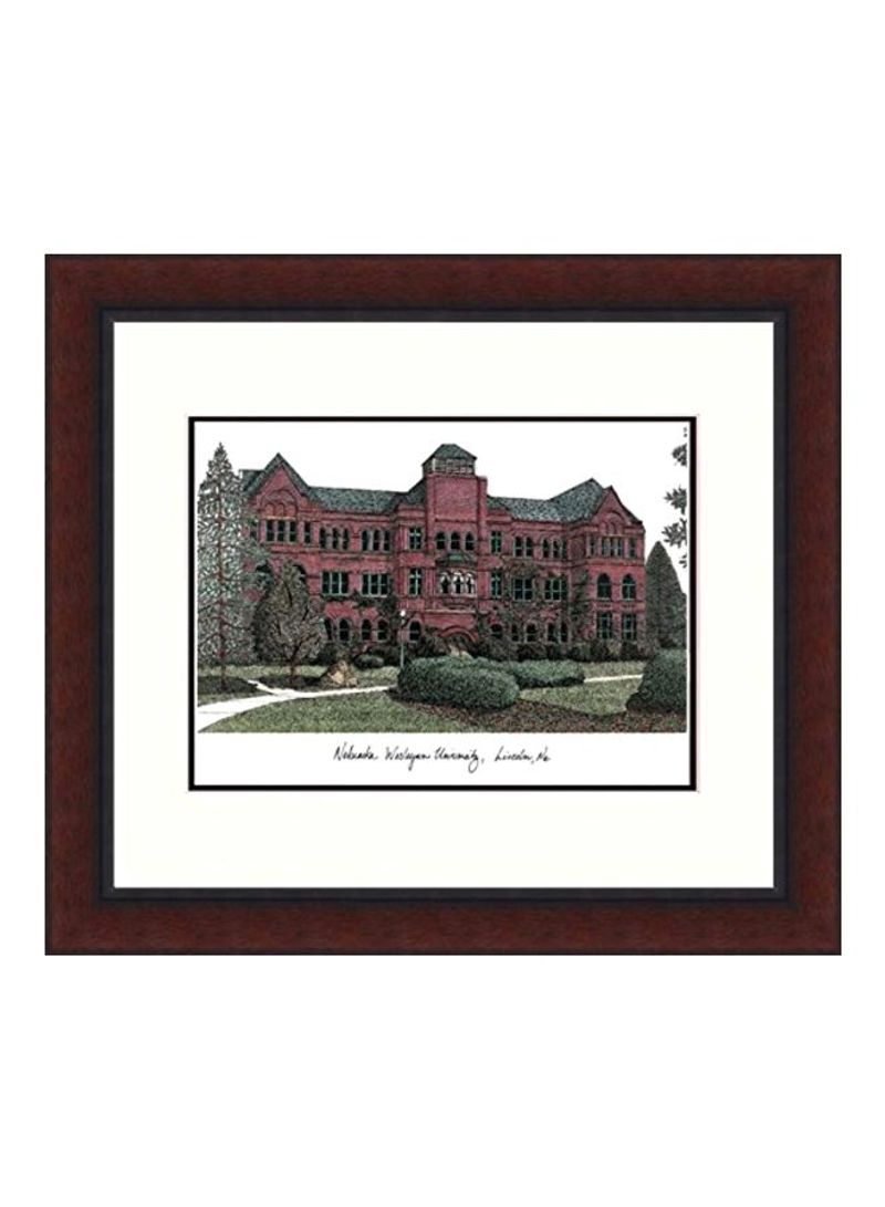 Nebraska Wesleyan University Framed Wall Print Brown/Red/Green 18x16inch
