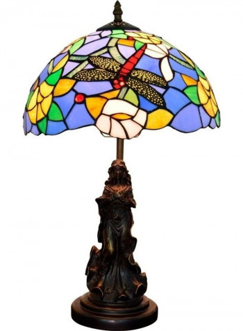 Mediterranean Roses Glass Lampshade Table Lamp Multicolour