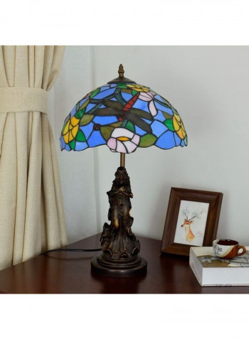 Mediterranean Roses Glass Lampshade Table Lamp Multicolour