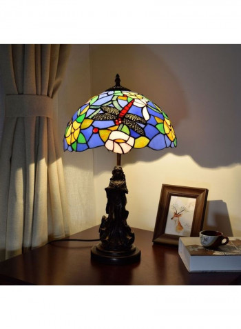 Mediterranean Roses Glass Lighting Table Lamp US Plug Multicolour