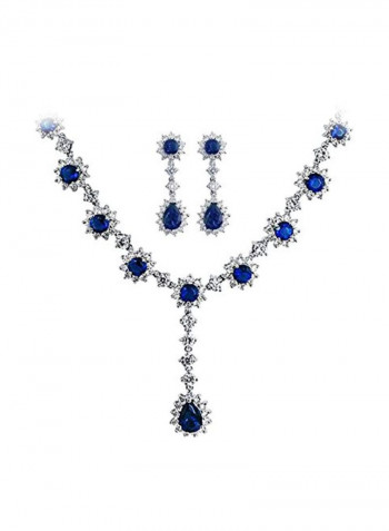 Cubic Zirconia Studded Necklace Set