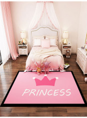 Princess Themed Bedroom Mat Pink/White/Black 140x200cm
