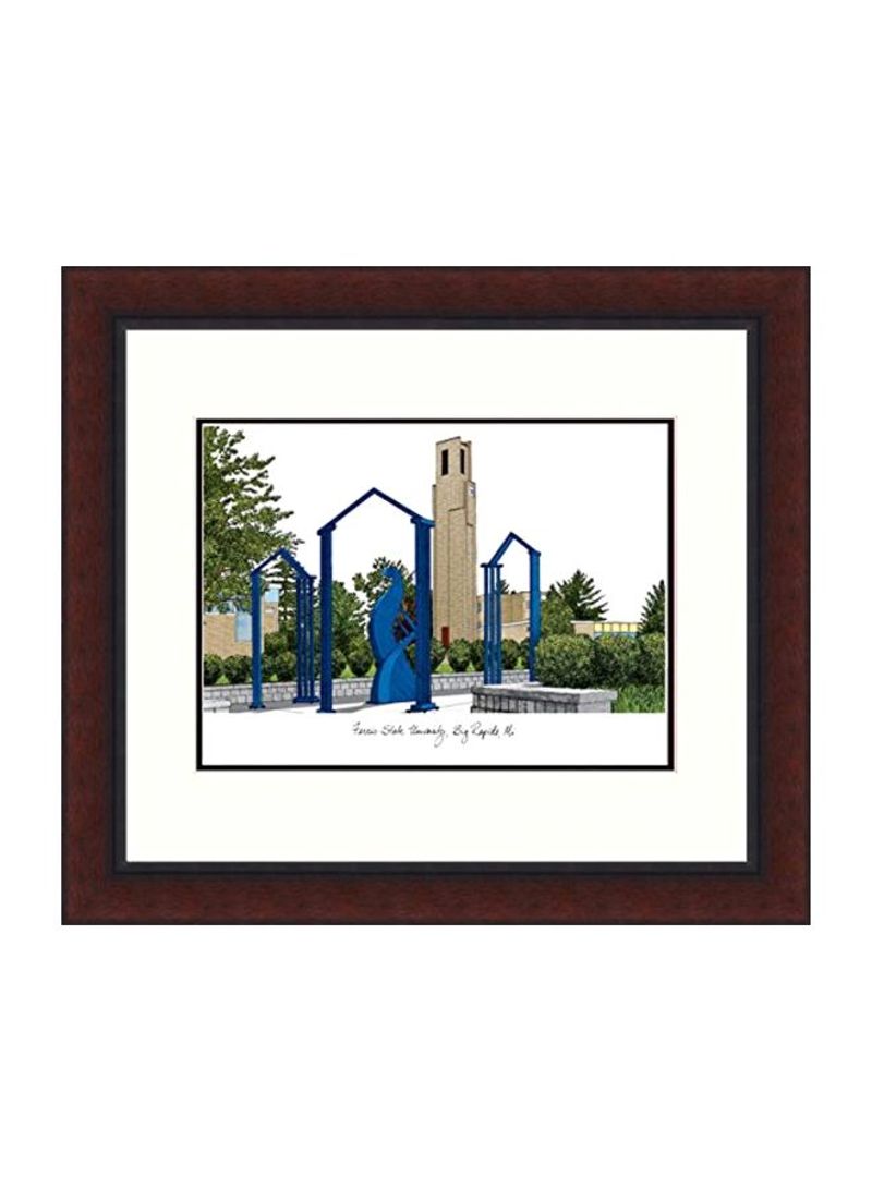 Decorative Ferris State University Legacy Wall Poster With Frame White/Blue/Green 16x18inch
