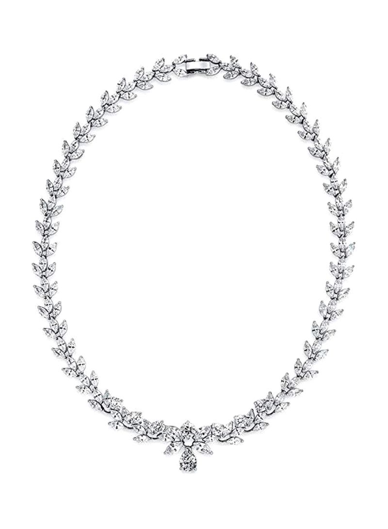 Silver Plated Brass Cubic Zirconia Studded Necklace