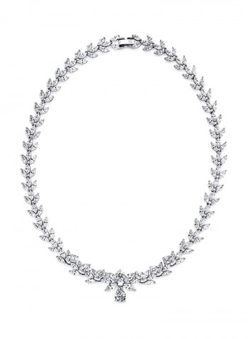 Silver Plated Brass Cubic Zirconia Studded Necklace
