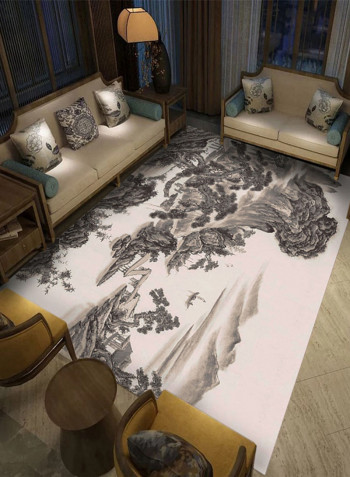 Chinese Style Ink Painting Floor Rug Multicolour 140x200centimeter
