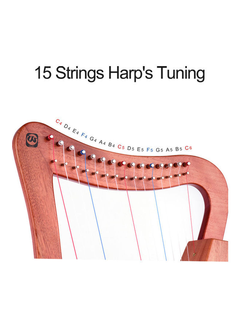 H-15OM Walter.t 15-String Wooden Lyre Harp