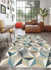 Geometric Pattern Anti Skid Carpet Multicolour 140x200centimeter
