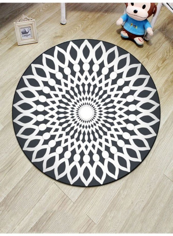 Bohemia Style Geometry Pattern Round Mat White/Black 100cm
