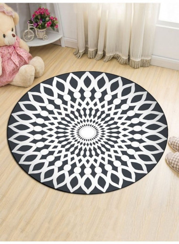 Bohemia Style Geometry Pattern Round Mat White/Black 100cm
