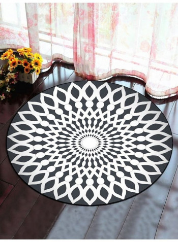 Bohemia Style Geometry Pattern Round Mat White/Black 100cm