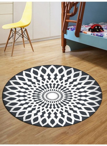 Bohemia Style Geometry Pattern Round Mat White/Black 100cm