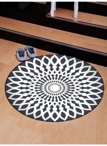 Bohemia Style Geometry Pattern Round Mat White/Black 100cm