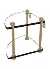 Southbeach Collection 2-Tier Glass Shelf Clear/Gold 8x8x8inch
