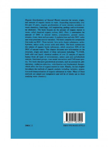 Organic Geochemistry Of Natural Waters Paperback