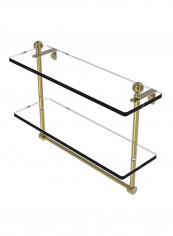 Mambo Collection 2-Tiered Integrated Towel Bar Glass Shelf Clear/Gold 16inch
