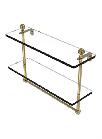 Mambo Collection 2-Tiered Integrated Towel Bar Glass Shelf Clear/Gold 16inch