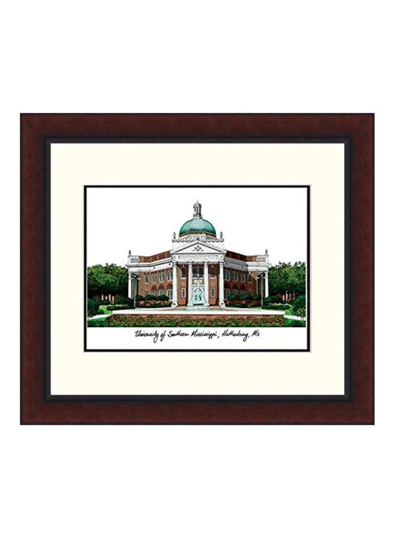 Southern Mississippi Legacy Alumnus Lithographic Photo With Frame Brown/Black/White 18x16inch