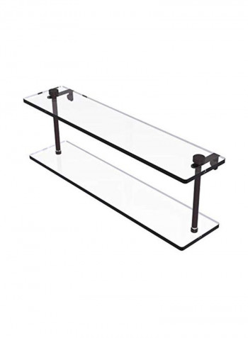 Two Tiered Glass Shelf Clear/Black 22inch