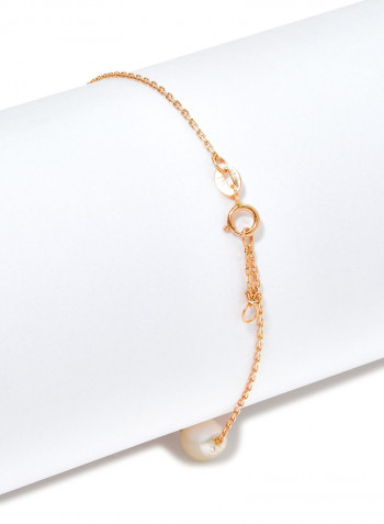 18 Karat Rose Gold Lapis And Pearl Two Stone Bracelet