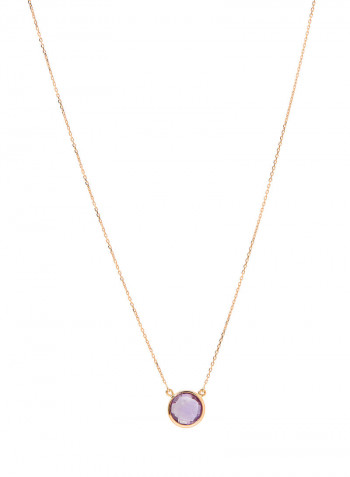 18 Karat Rose Gold Amethyst Single Stone Necklace